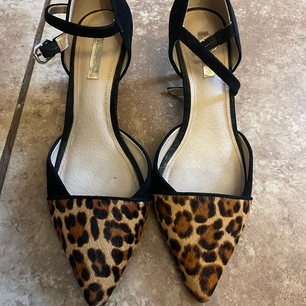 Louise et Cie Black and Leopard Print Heels